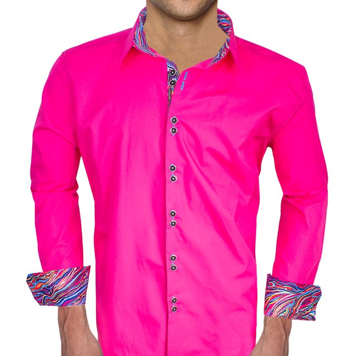 Mens bright pink dress shirt