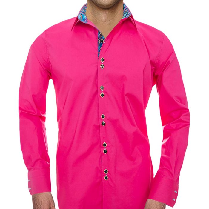 Mens bright pink dress shirt