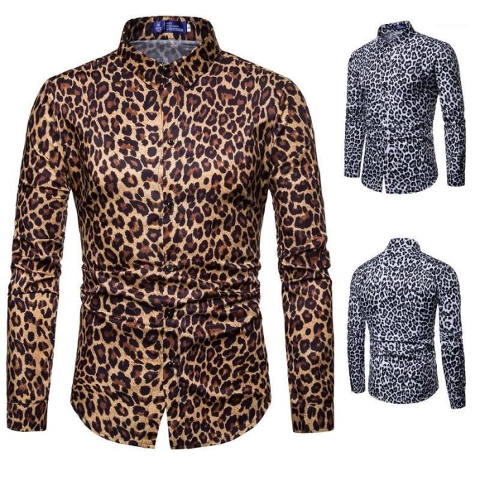 Men's leopard print dress shirt