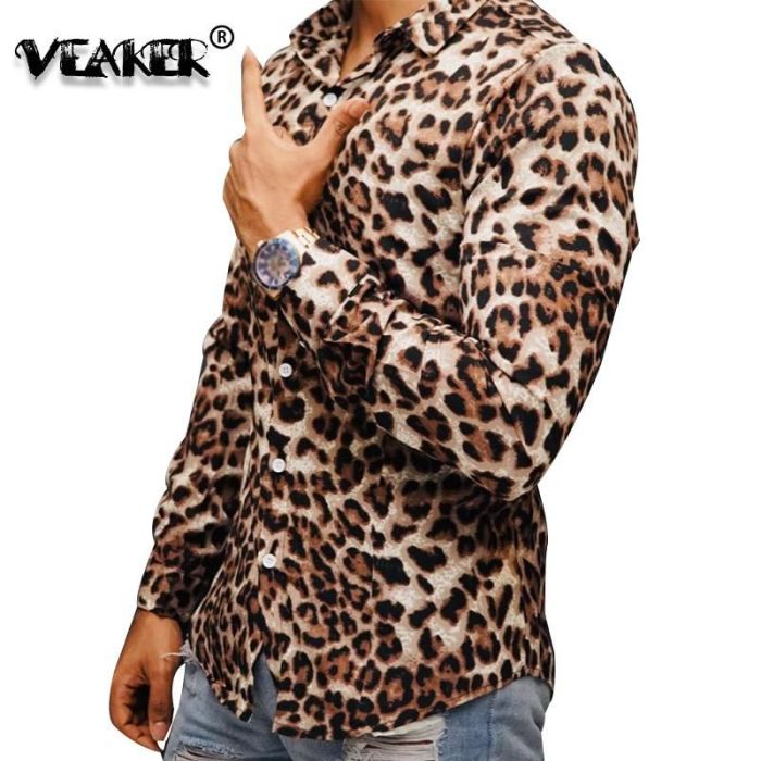 Men's leopard print dress shirt